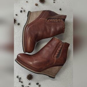 Ariat Belle Western  Leather Wedge Ankle Boots